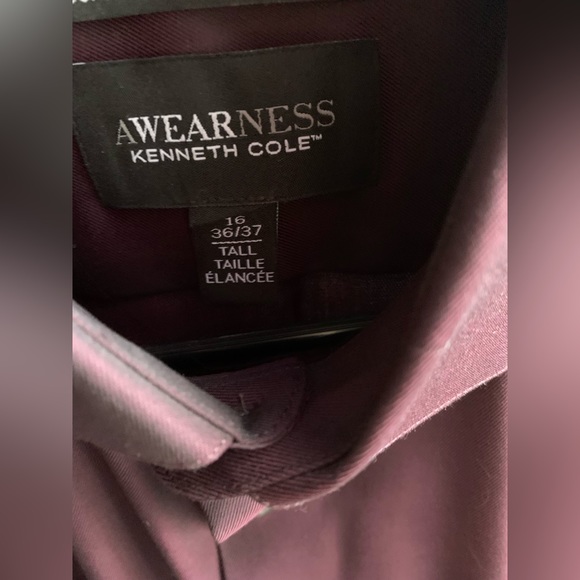 KENNETH COLE Men’s Stretch Slim Fit Dress Shirt Plum Size 16 - Picture 2 of 7